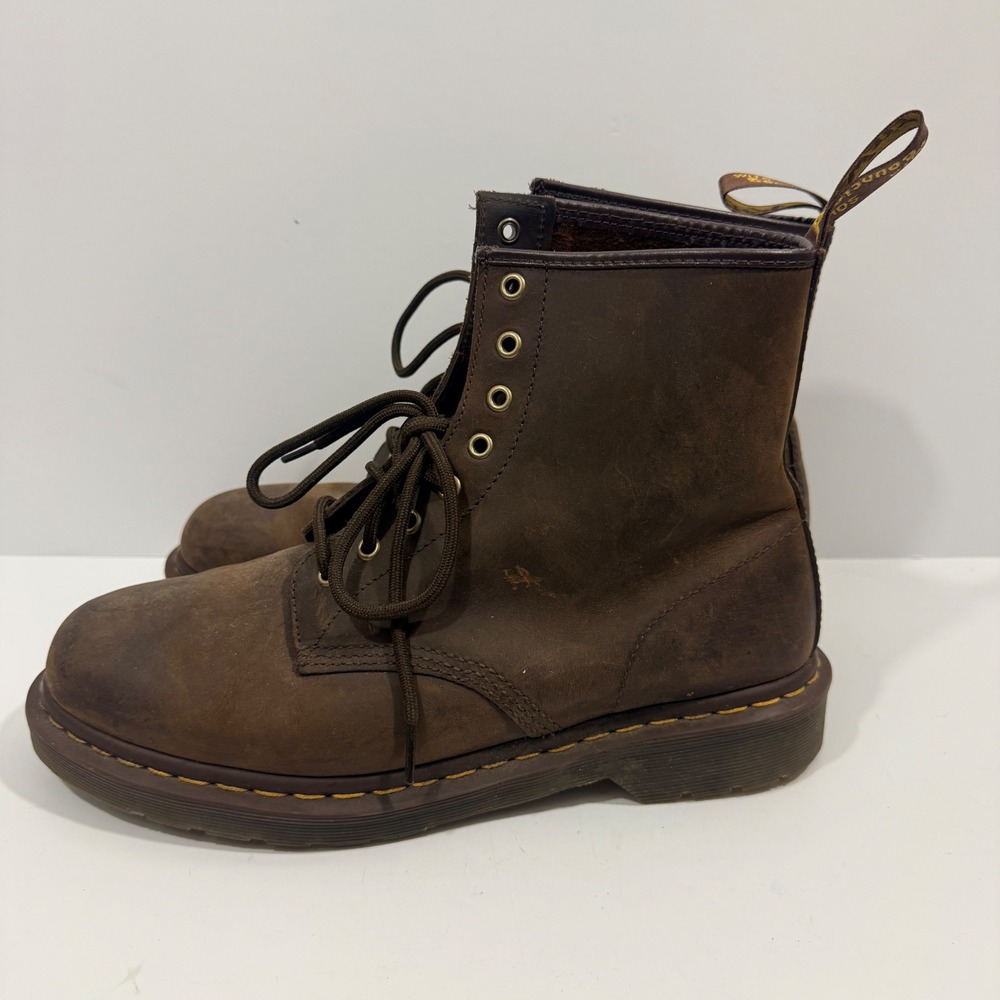 Dr. Martens 1460 Boots Mens 11 Brown Good Crazy Horse Leather 8-Eye Combat